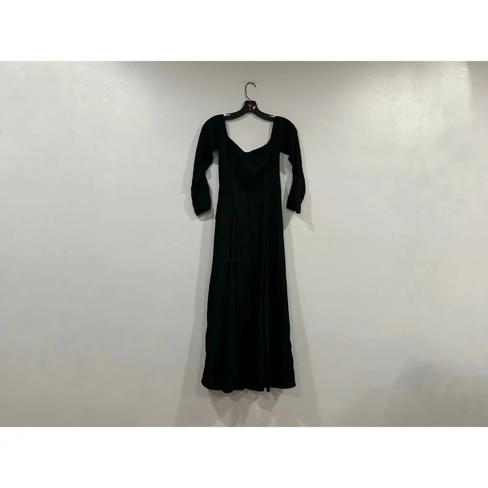Reformation Sigmund Black Long Sleeve Dress Sz 0 ALTERED NO SLIT